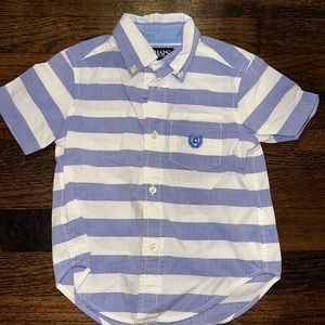 Chaps - short sleeve blue and white stripe polo
